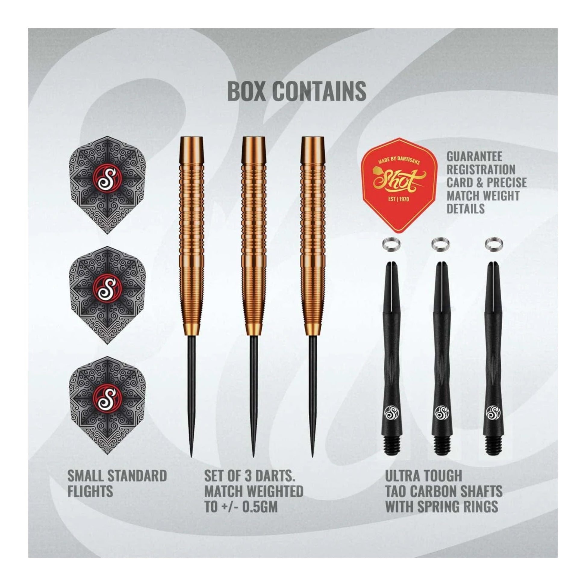 Shot Darts Jitse van der Wal Pro Series steel tip dart set packaging and contents