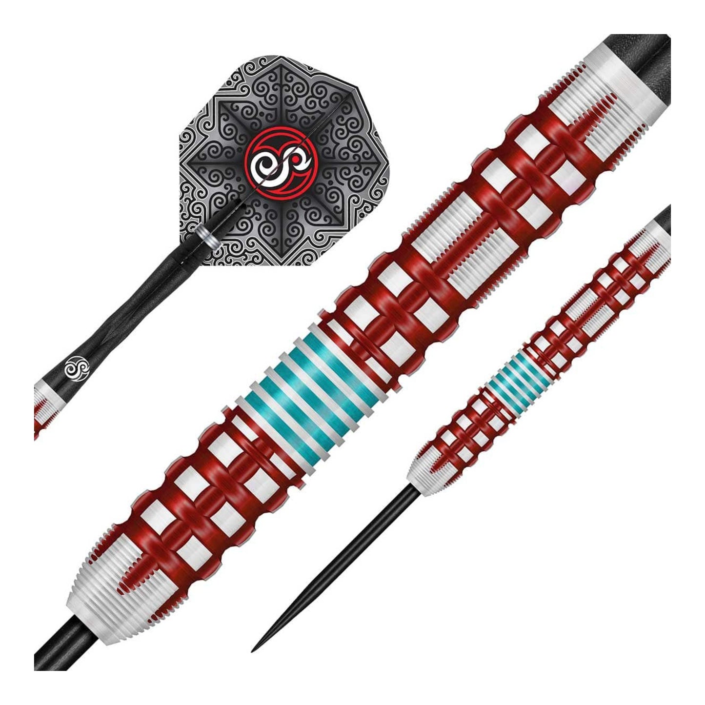 Close up of Josh Pearson dart barrel showing turquoise grooves and micro grip texture