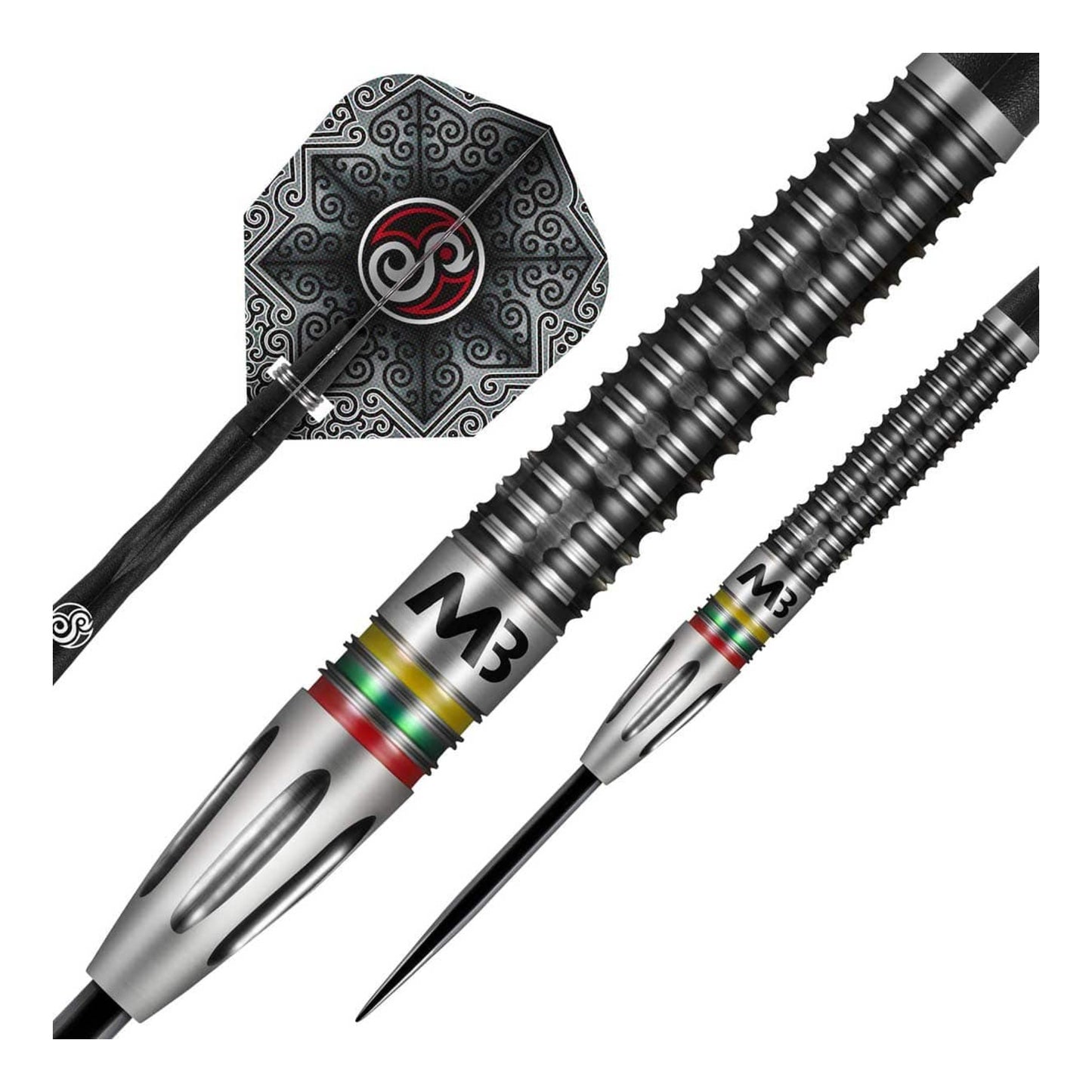 Close up of Mindaugas Barauskas dart barrel showing axial milling and 5 out of 5 grip texture