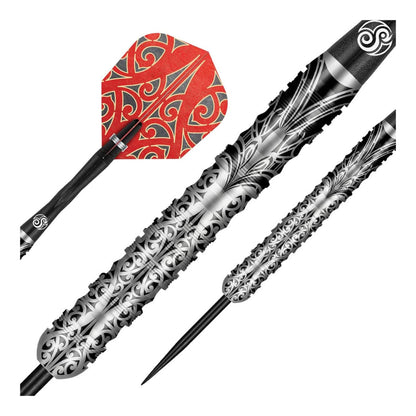 Close up of Warrior Taiaha dart barrel showing cinder grip texture and bull nose