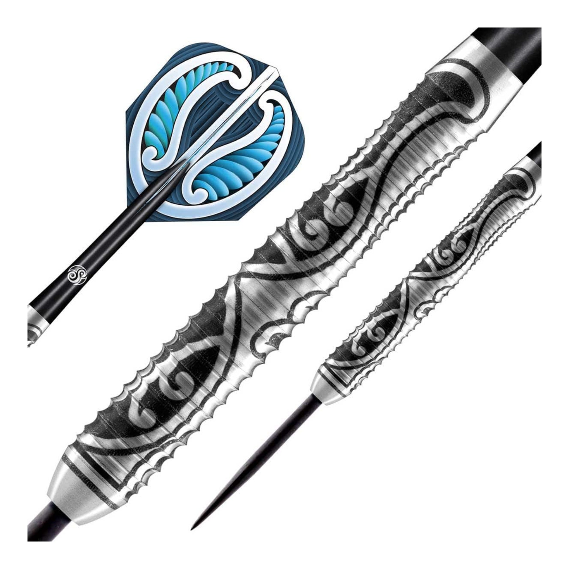 Close up of Warrior Tipu dart barrel showing cinder grip texture and scalloped shape