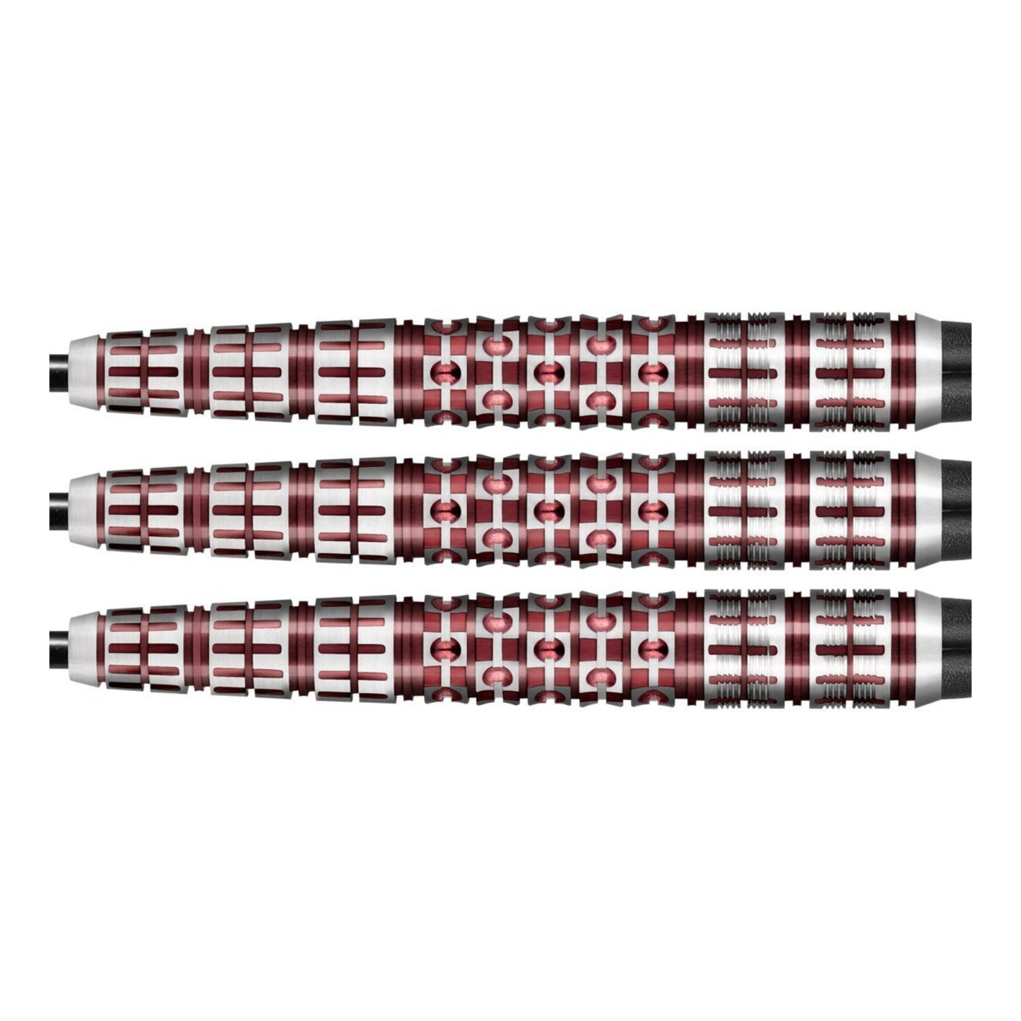 Close-up of the Viking Rannsaka dart barrel, highlighting the multi-section Milled Siege grip for rear-grippers.