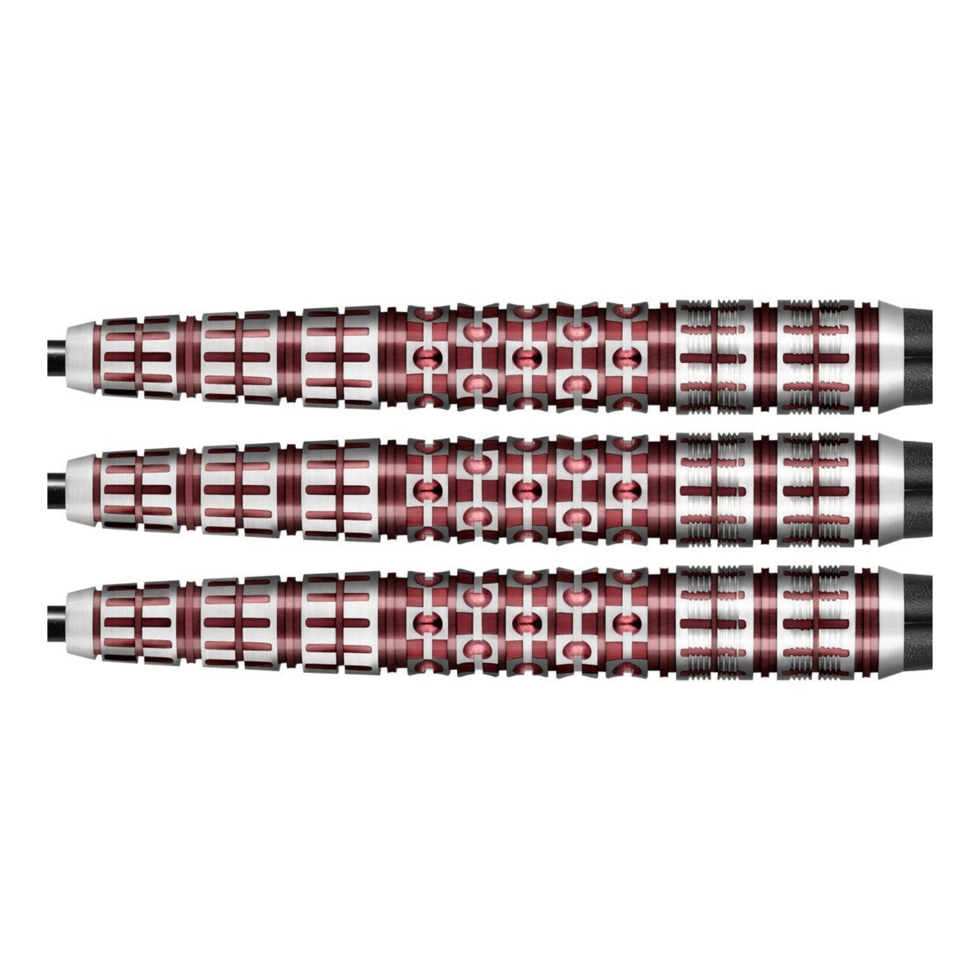 Close-up of the Viking Rannsaka dart barrel, highlighting the multi-section Milled Siege grip for rear-grippers.