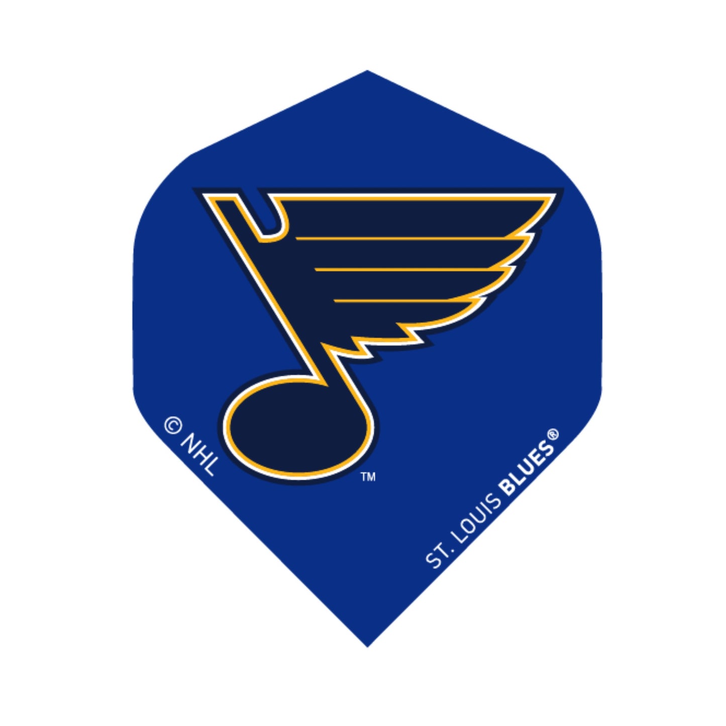 Blue dart flight with St. Louis Blues logo on a white background