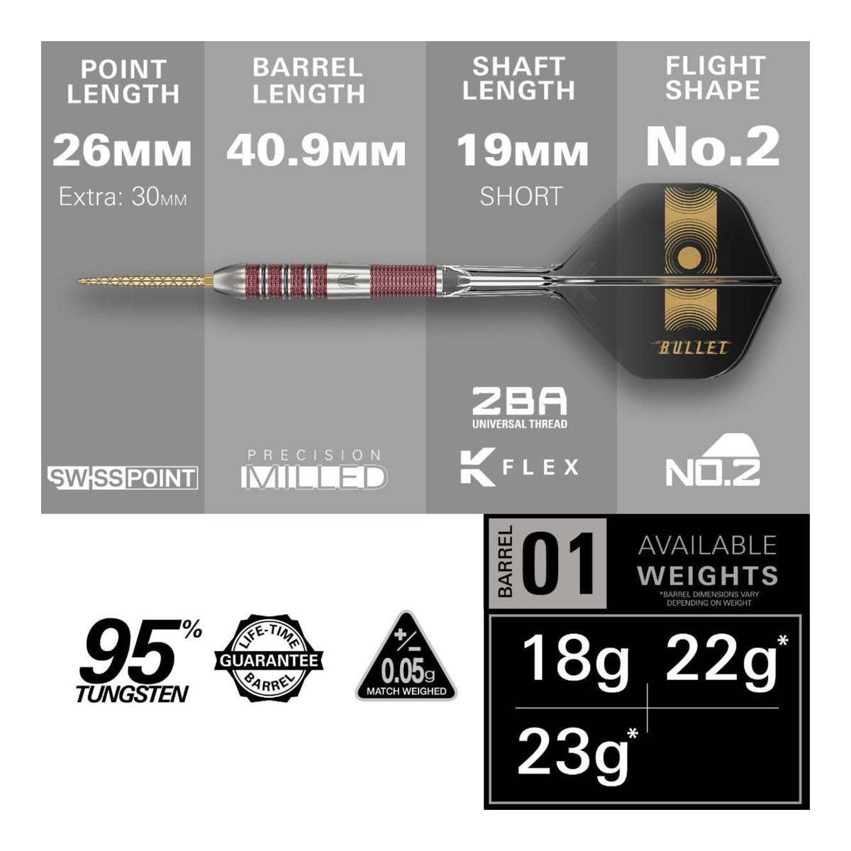 Stephen Bunting 95K SP Darts - 95% Tungsten Swiss Point