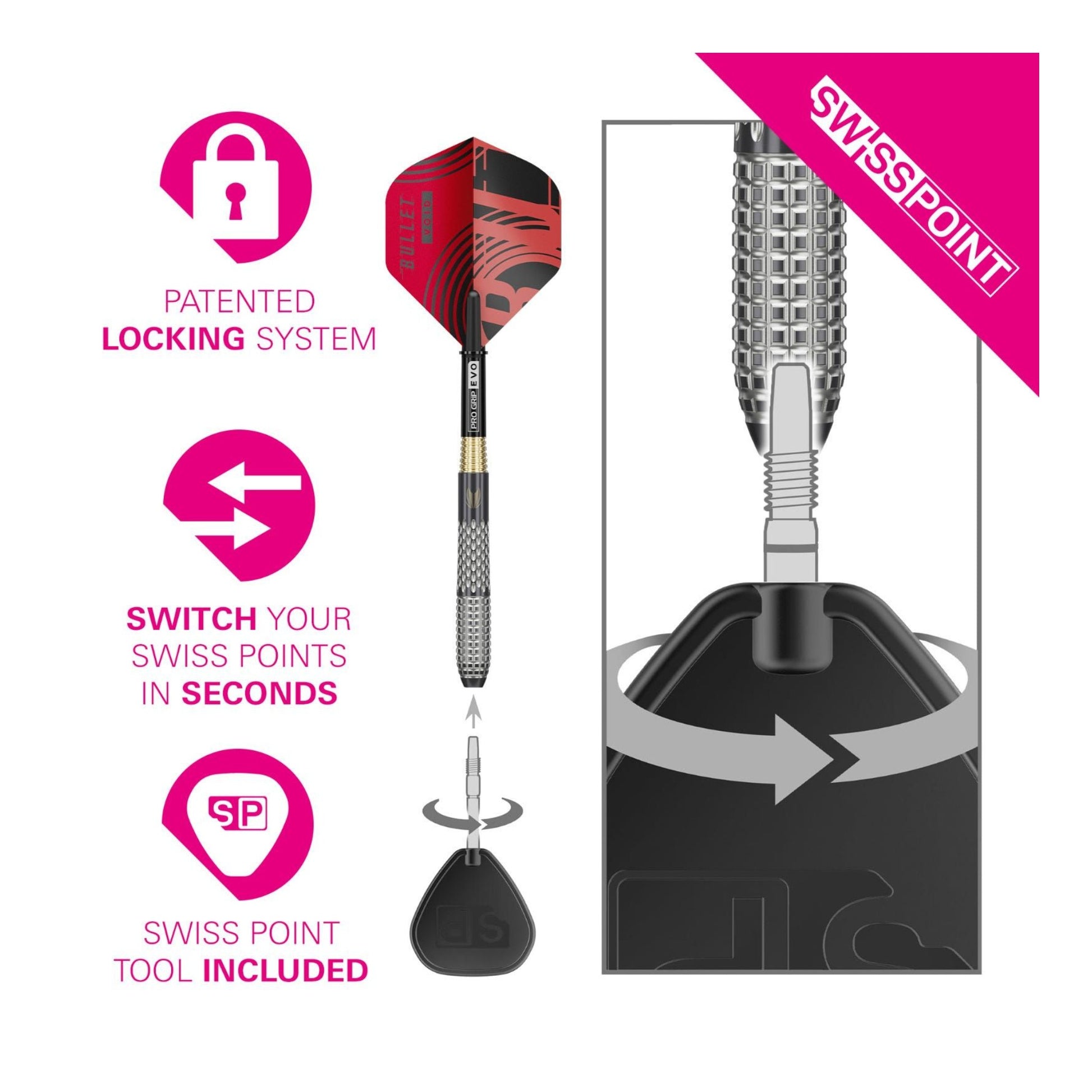 Bunting G5 Darts with Gold Swiss Points system illustration