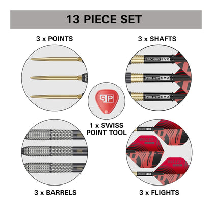 Bunting G5 Darts with Gold Swiss Points image of what is contained in pacakge