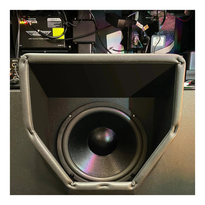 Speaker with visible tweeter in a close-up shot