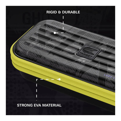 Front view of Takoma Ghost Luke Littler Wallet showing grey design and electric yellow Nuke branding