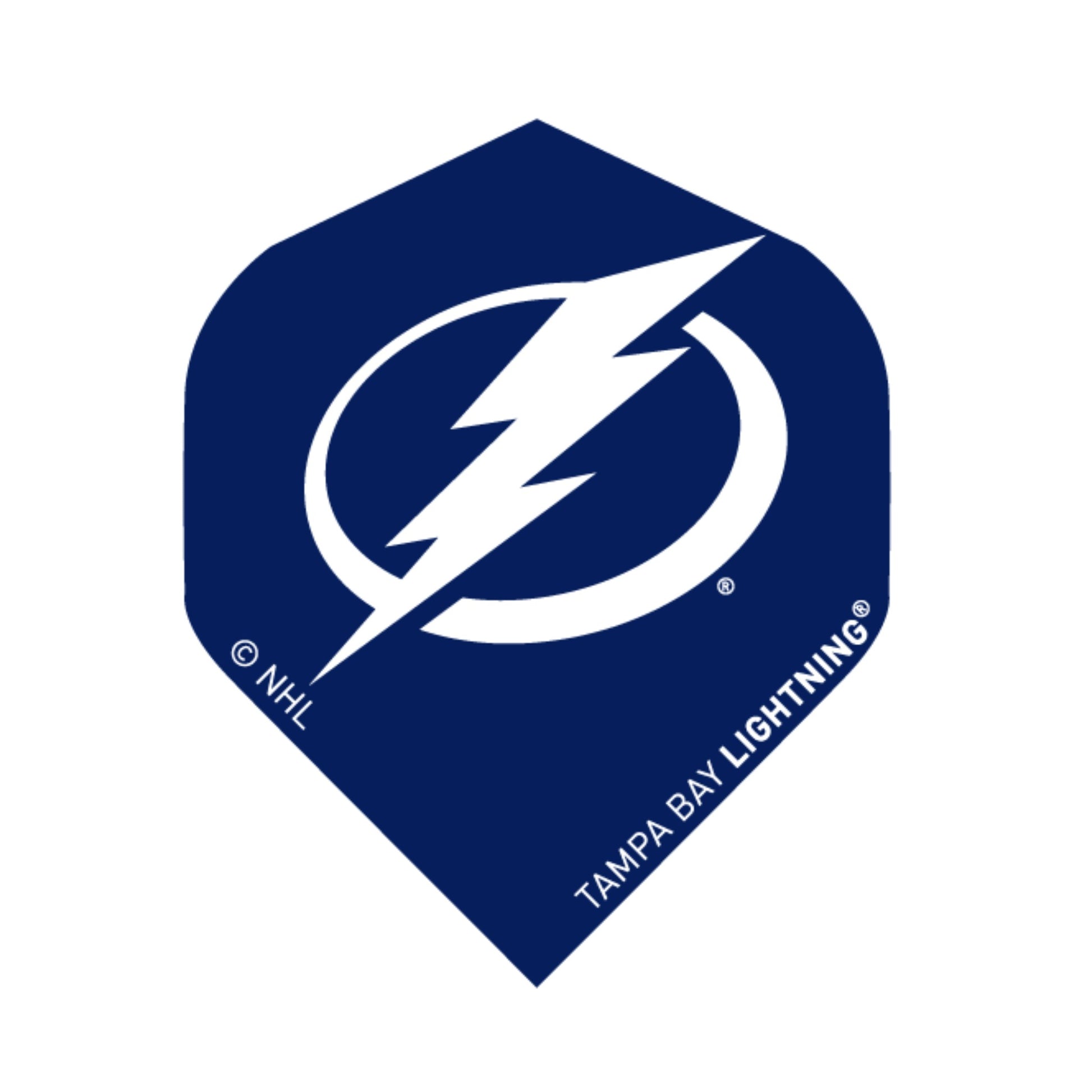 Tampa Bay Lightning logo on a blue dart shape with white lightning bolt and text.