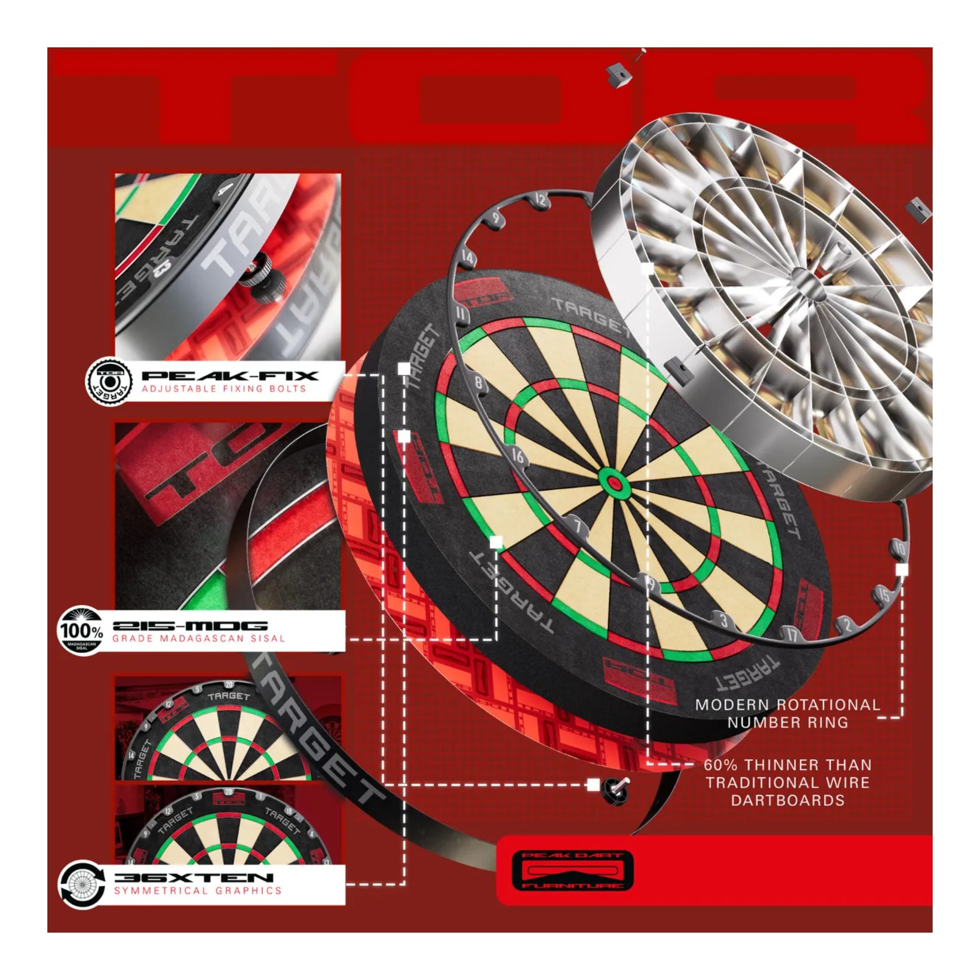 Target TOR dartboard sections shown in image.