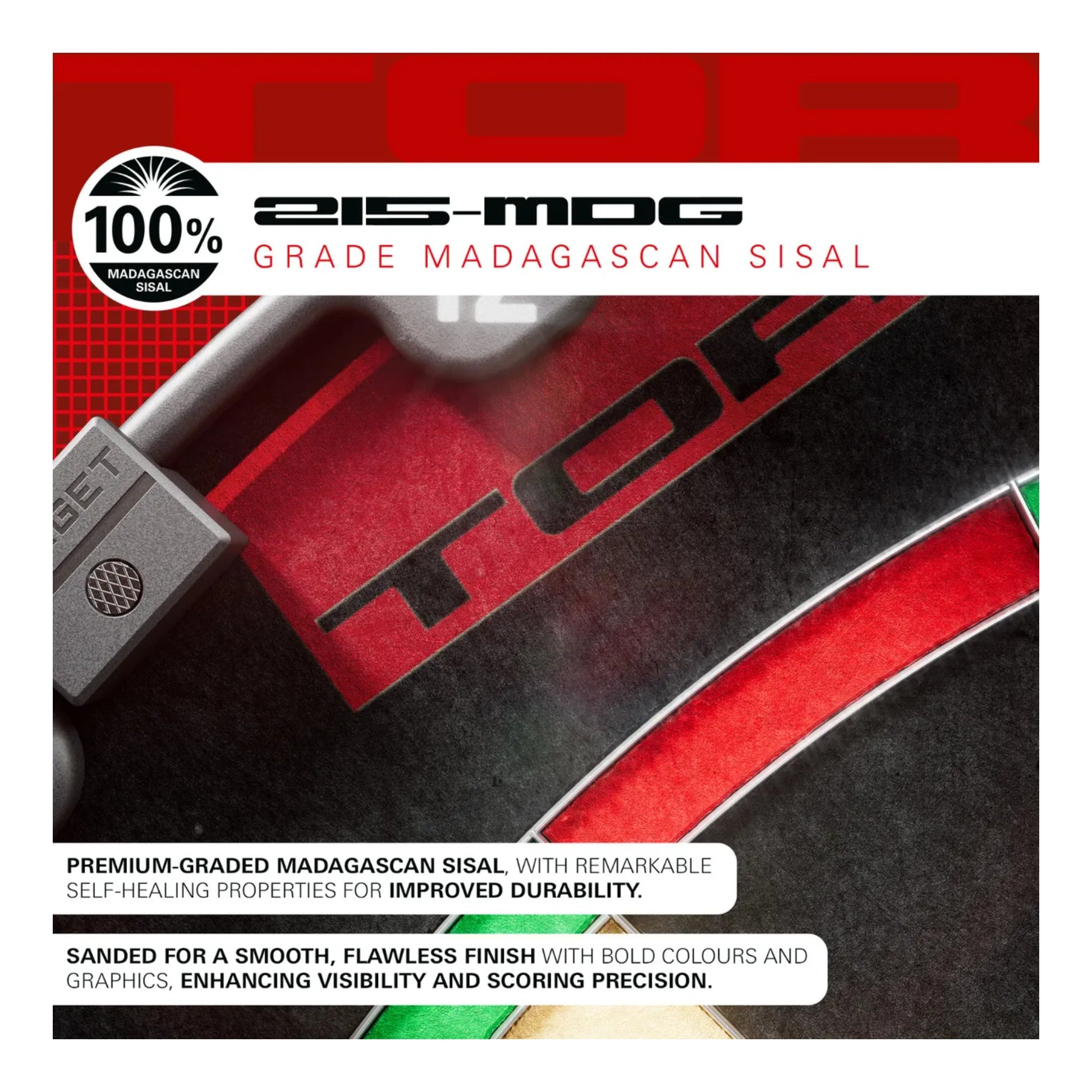 Product packaging with '215-MDG' branding and text about Madagascan sisal.