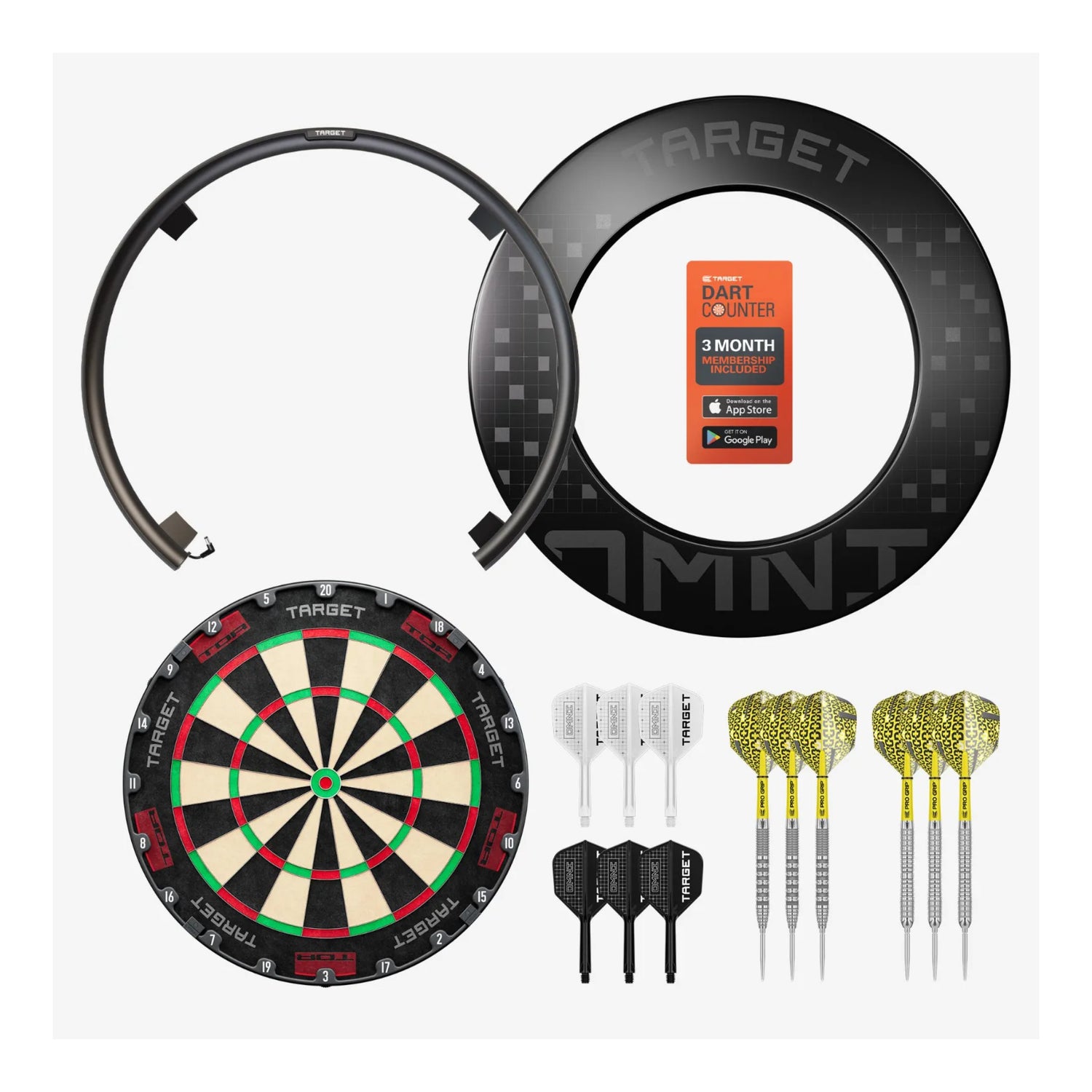 Target Darts Omni Ultimate Home Set Up complete bundle with auto scoring ring and dartboard