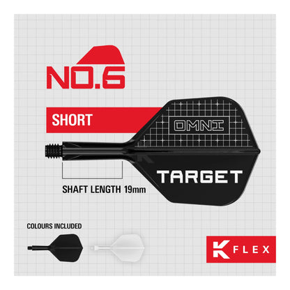 Target K-Flex dart flight with red and black design on a grid background