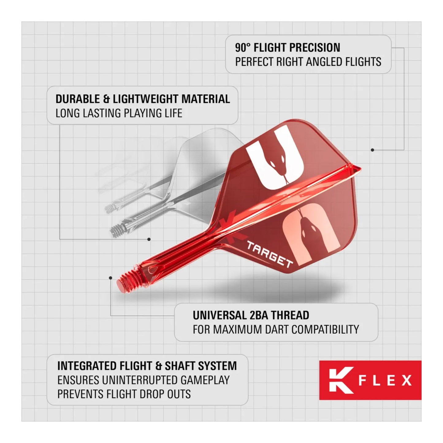 Nathan Aspinall signature red K-Flex dart flights side view