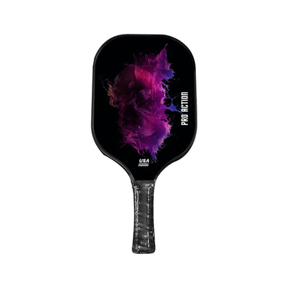 Close up of elongated fiberglass pickleball paddle face with honeycomb core