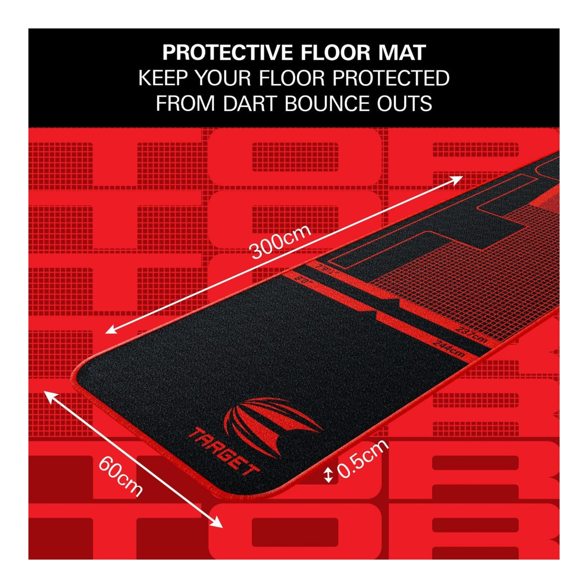 TOR Dart Mat with Built-In Throw Lines | Non-Slip Floor Protection