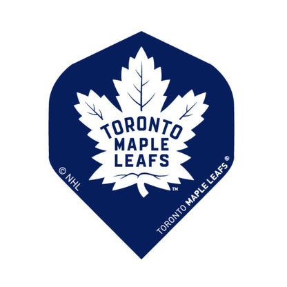 Toronto Maple Leafs logo on a blue dart flight with white leaf design