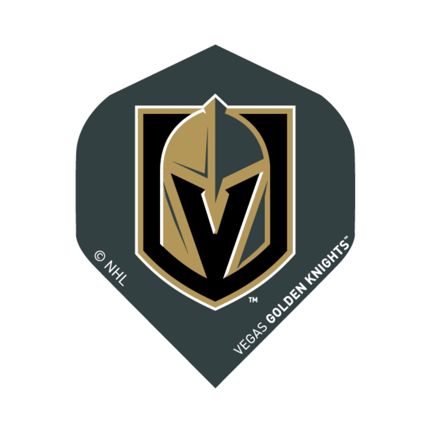 Vegas Golden Knights logo on a dart shape with NHL branding