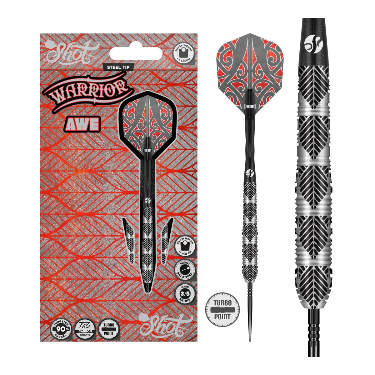 Shot Warrior Awe Turbo Point 90% Tungsten Steel Tip Darts