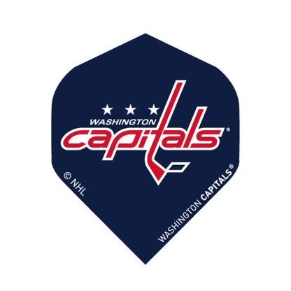 Washington Capitals logo on a blue dart flight with NHL branding