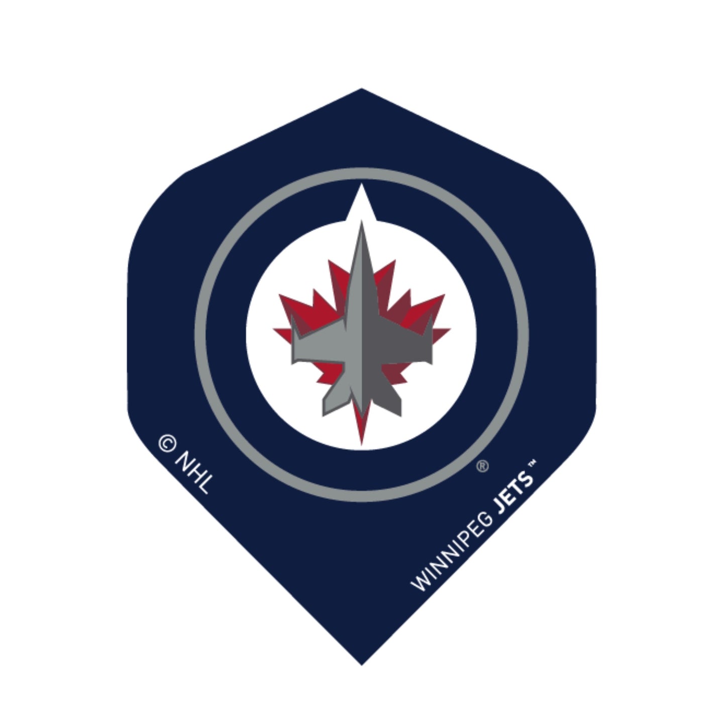 Dart flight with Winnipeg Jets logo on a white background