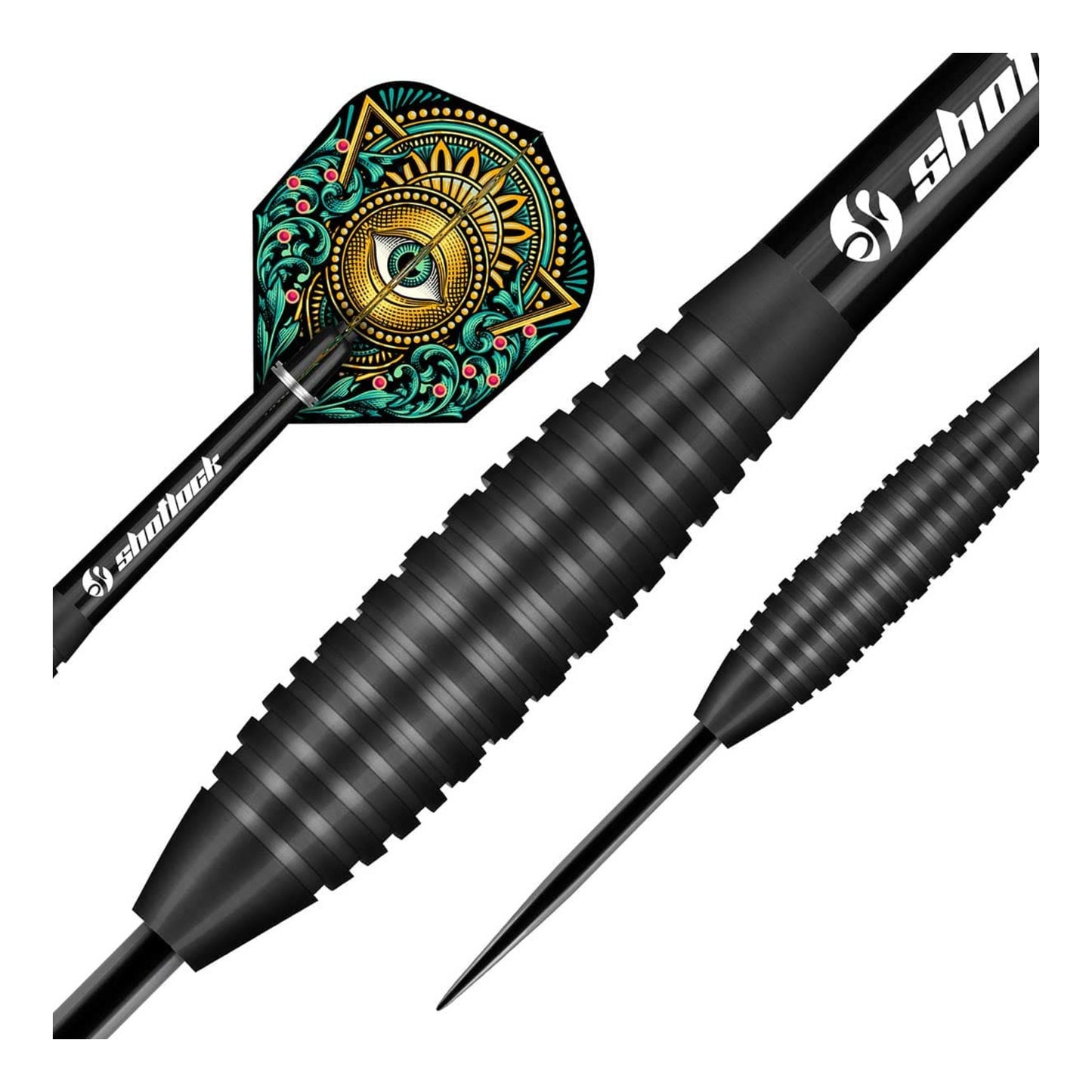 Close up of pyramid grip and black titanium coating on Zen Kensho dart barrel