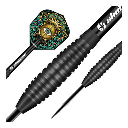 Close up of pyramid grip and black titanium coating on Zen Kensho dart barrel