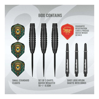 Shot Zen Kensho steel tip darts full set 90% tungsten bomber shape
