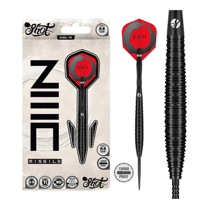 Shot Darts Zen Missile steel tip dart set fully assembled