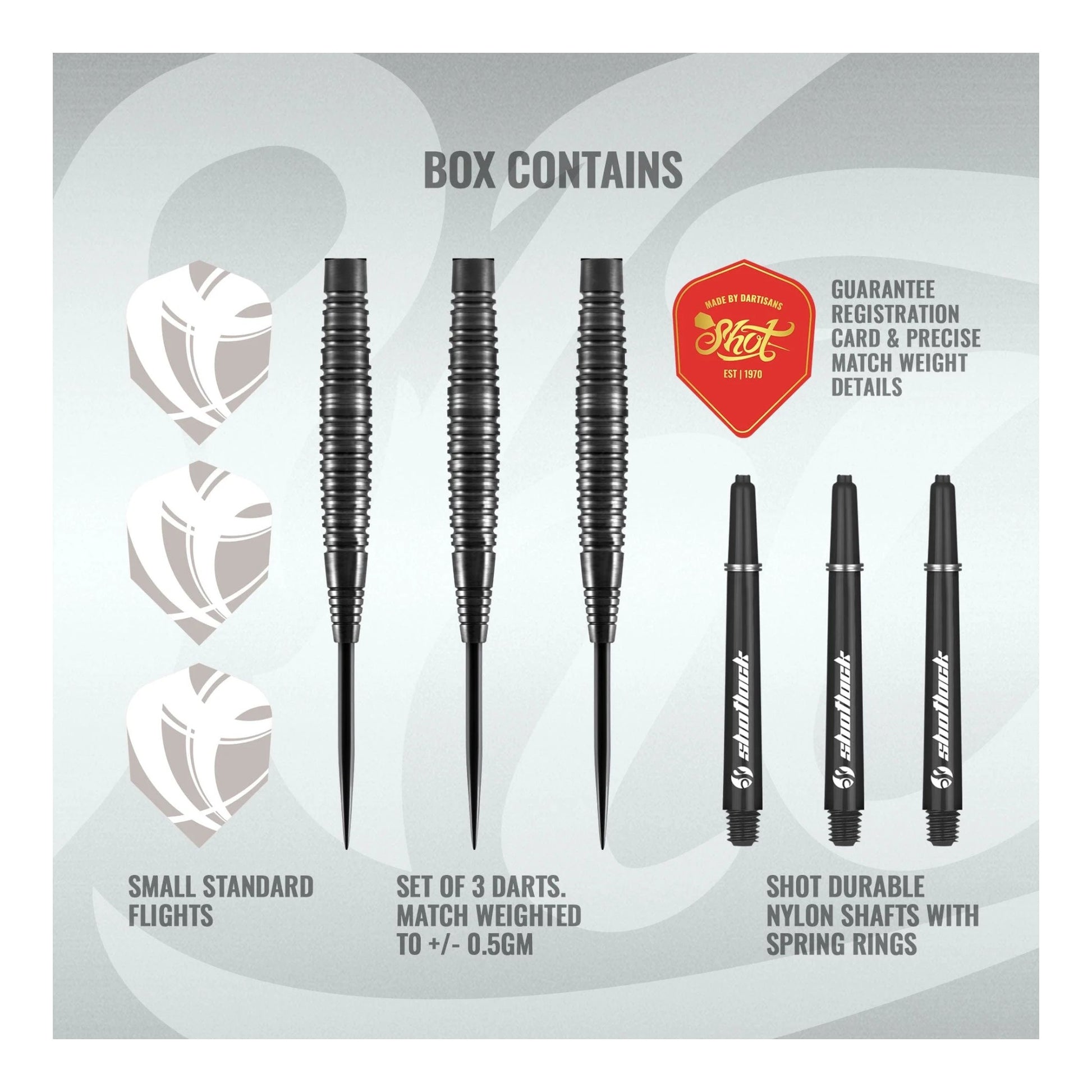 Shot Zen Satori steel tip darts full set 90% tungsten missile shape