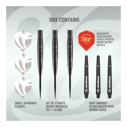 Shot Zen Satori steel tip darts full set 90% tungsten missile shape