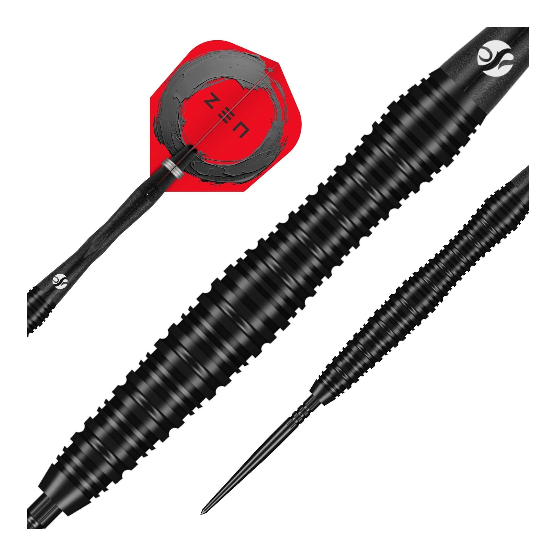 Close-up of the Zen Scallop dart barrel showing the ring grip and micro shark cuts