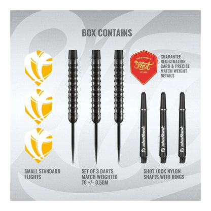 Shot Zen Tanto steel tip darts full set 90% tungsten black titanium coating