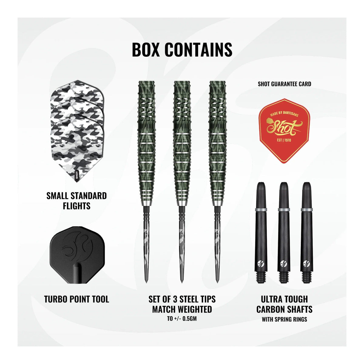 Camo Ghillie Turbo Point 90% Steel Tip Darts by Shot