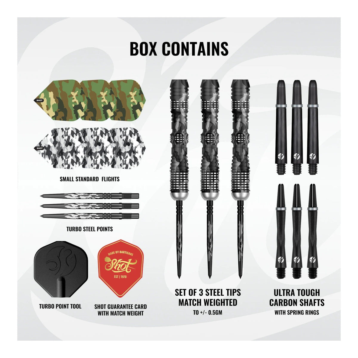 Camo Longshot Turbo Point - 95% Steel Tip Darts