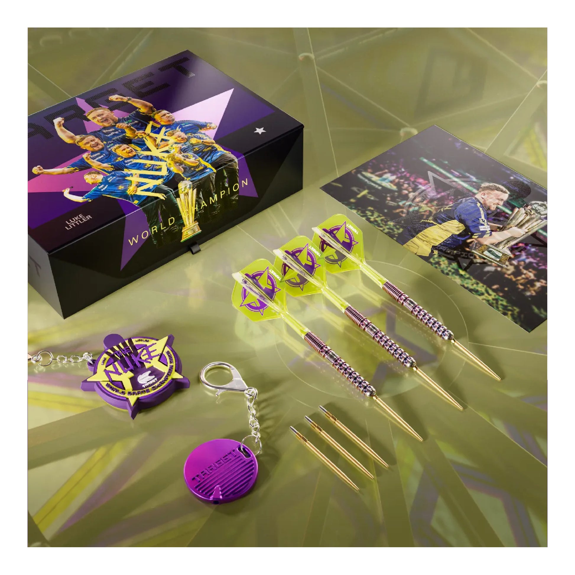 Collector’s edition packaging of Luke Littler World Champion SP darts.