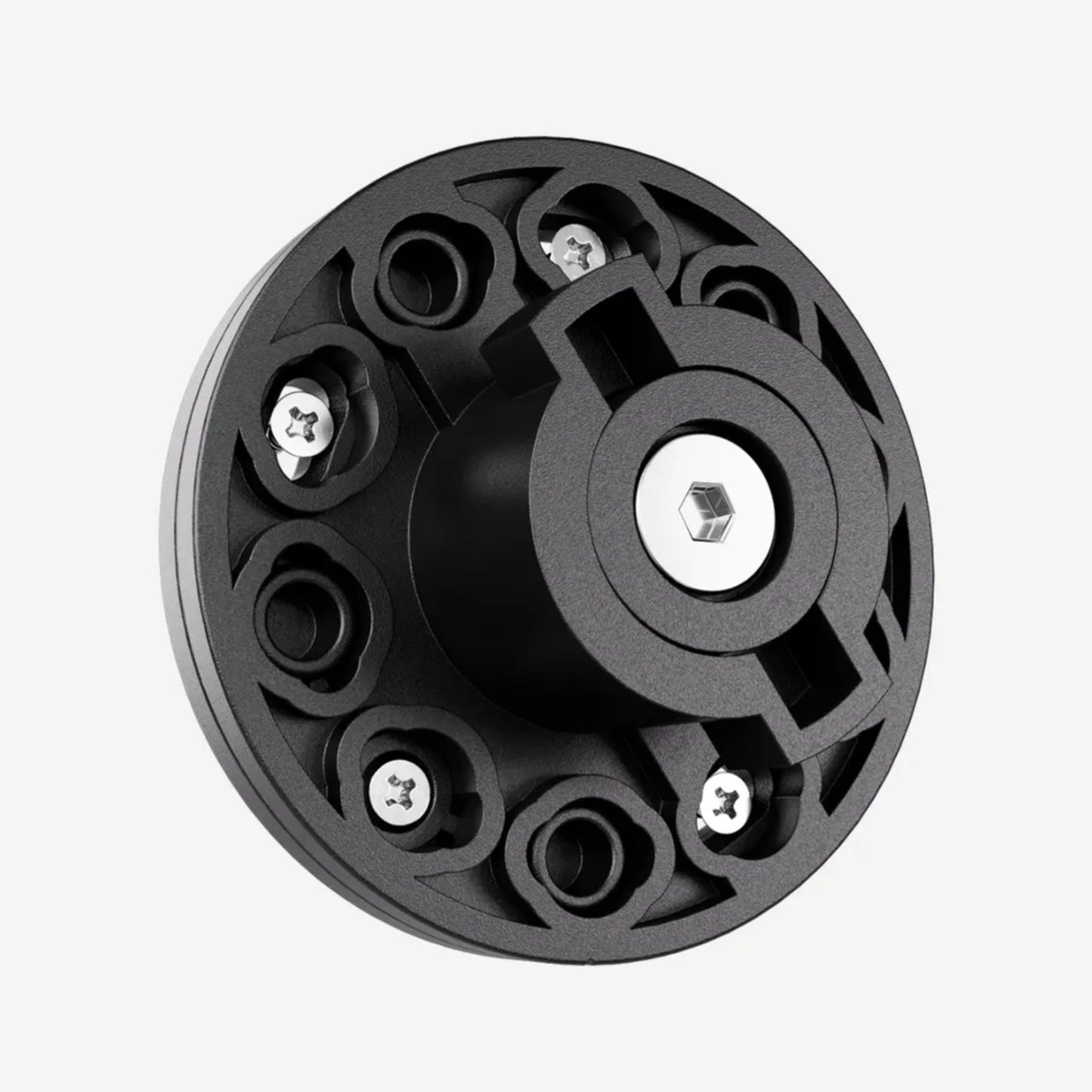 MOD Hub Bracket close-up – durable black mounting accessory for dartboard setup