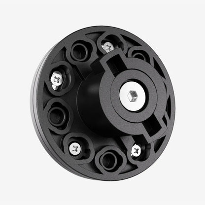 MOD Hub Bracket close-up – durable black mounting accessory for dartboard setup