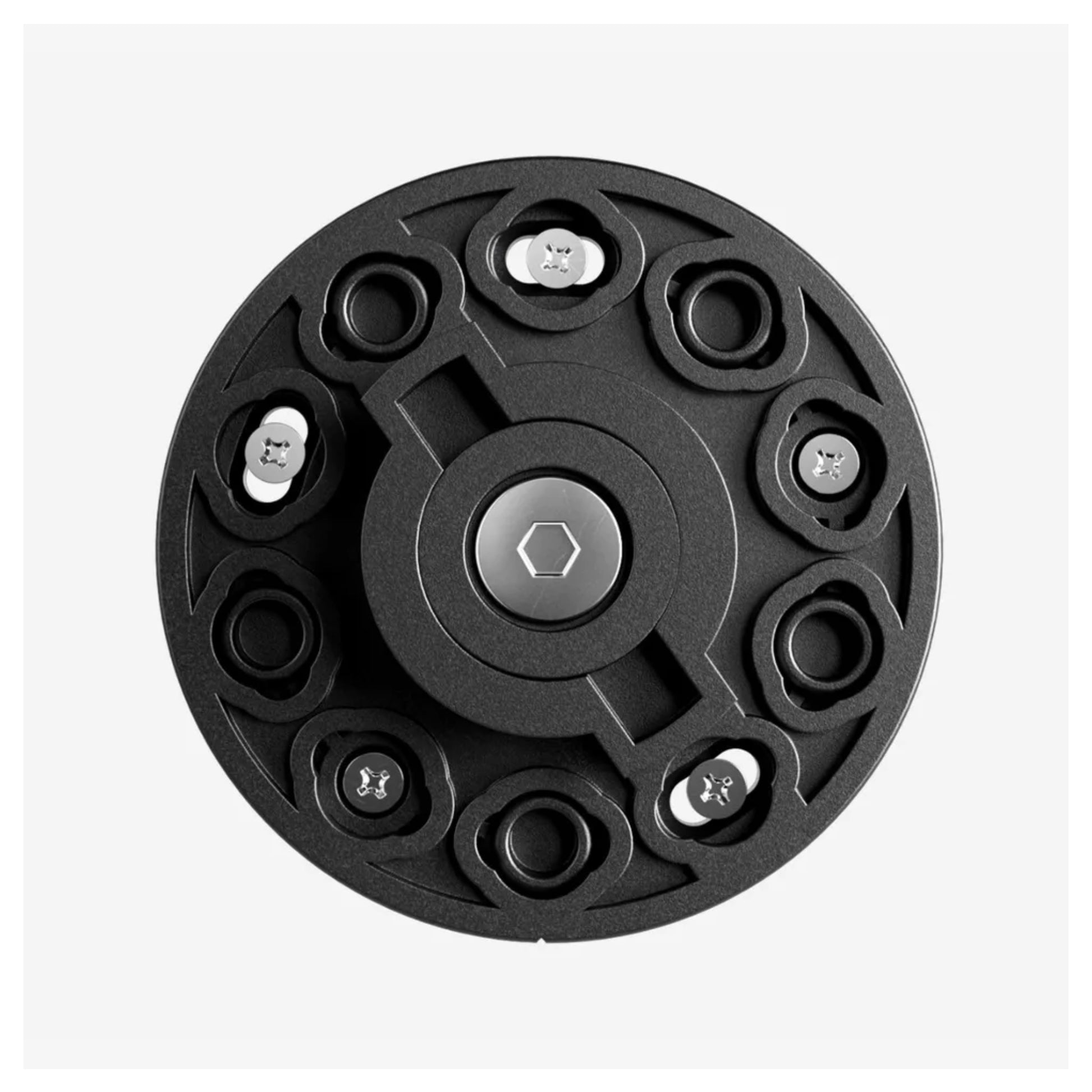MOD Hub Bracket front view – sleek black dartboard accessory for MOD Hub system