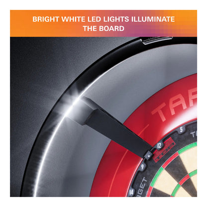 Omni light ring attached to dartboard with shadow-free LED lighting