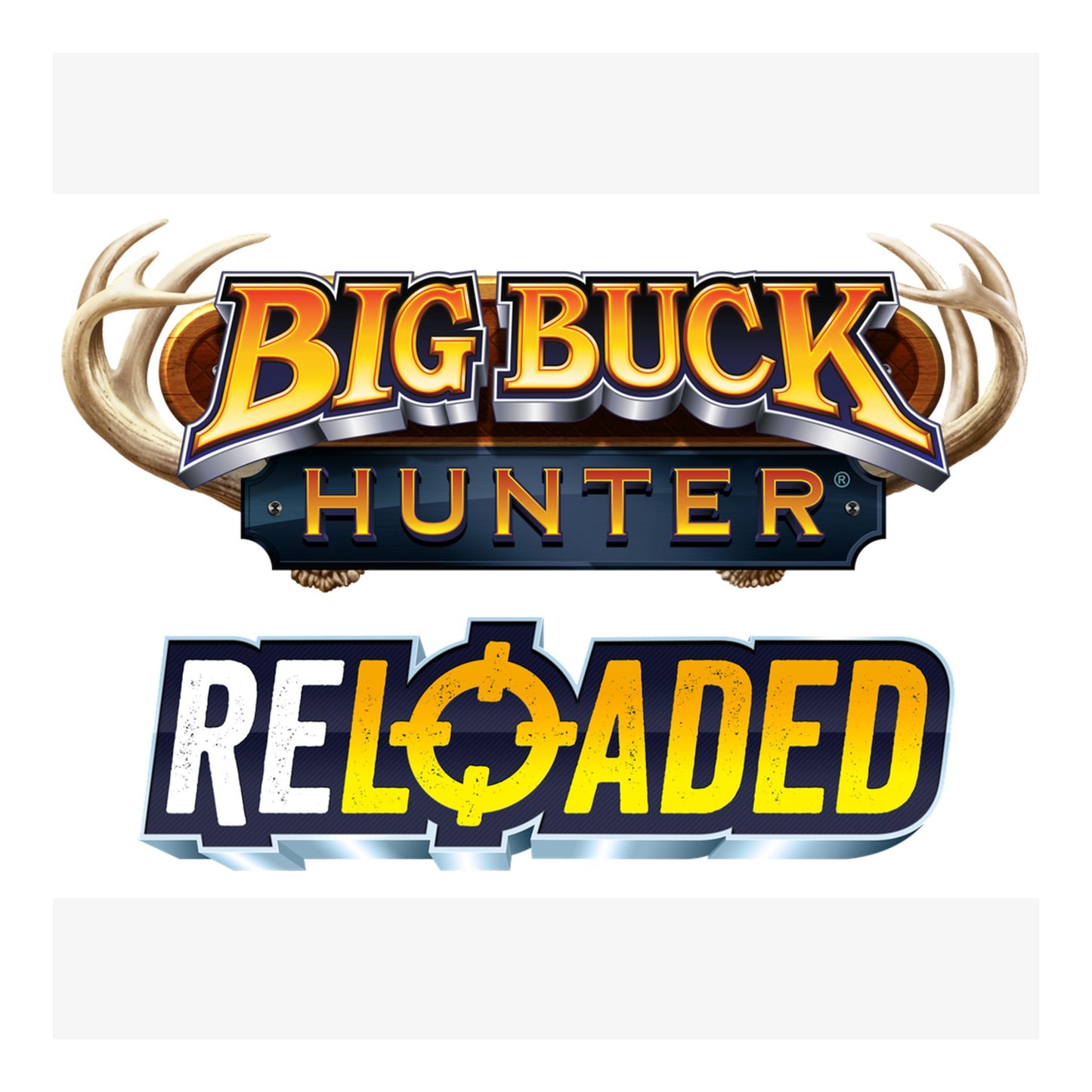 Big Buck Hunter Reloaded logo with deer antlers on a white background