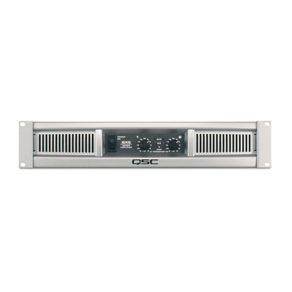 QSC audio amplifier on a white background