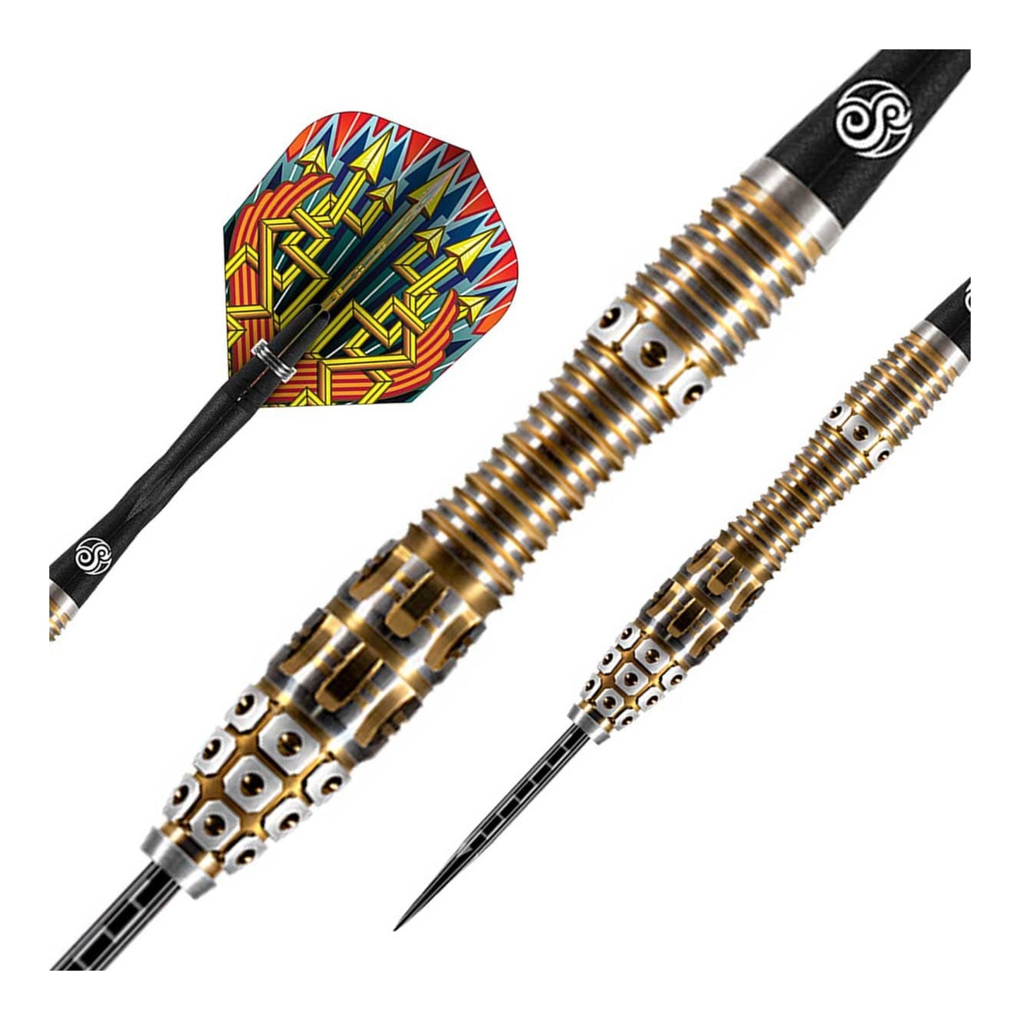 Close up of Testudo and Colosseum grip texture on Shot Roman Empire Legion dart barrel