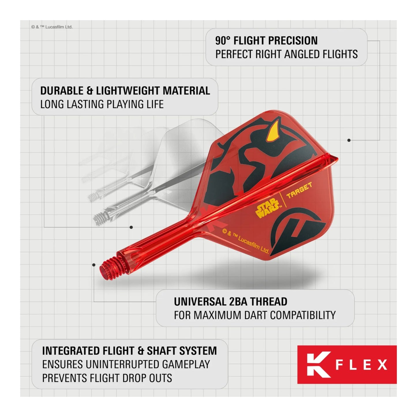 The official Star Wars and Target Darts branded packaging for the Darth Maul K-Flex.