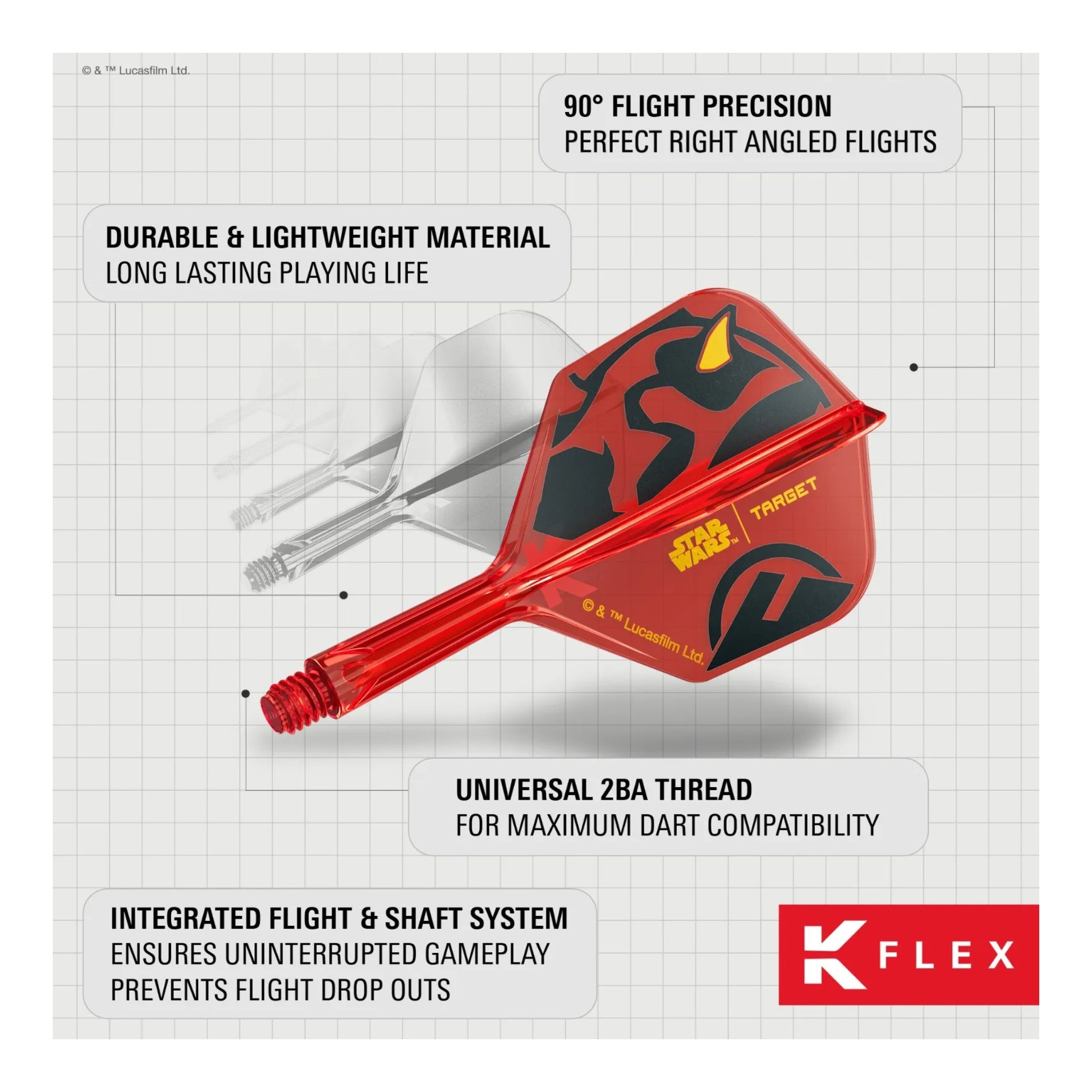 The official Star Wars and Target Darts branded packaging for the Darth Maul K-Flex.