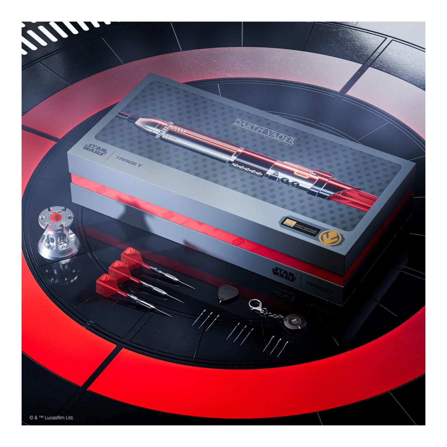 The premium Darth Vader Lightsaber Display Stand, empty, showing its detailed design.