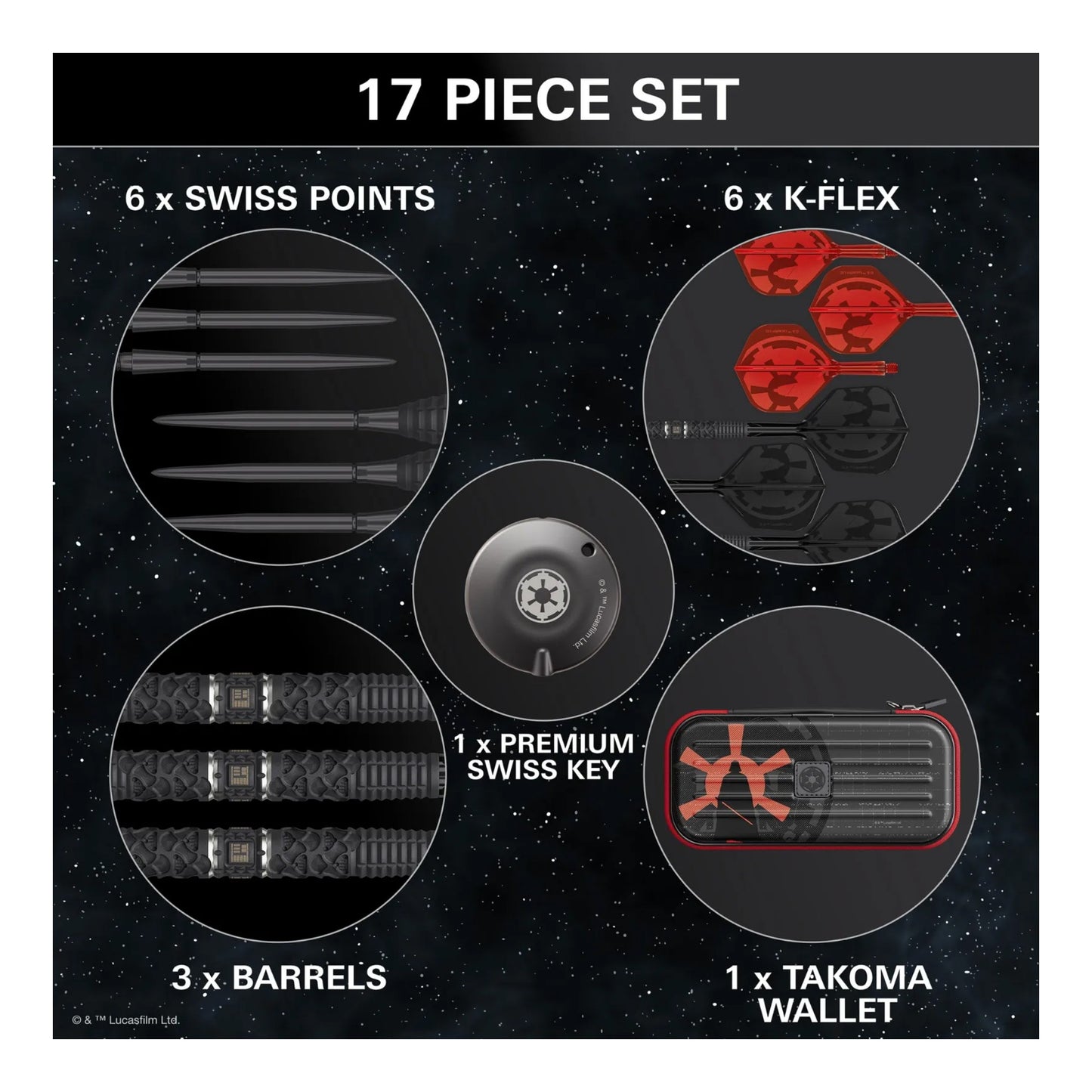 All accessories included: two sets of K-Flex, two sets of Swiss Points, and the black Swiss Point keyring tool.