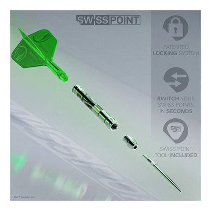 The complete Luke Skywalker dart setup with the translucent green No.6 K-Flex integrated flight and shaft.