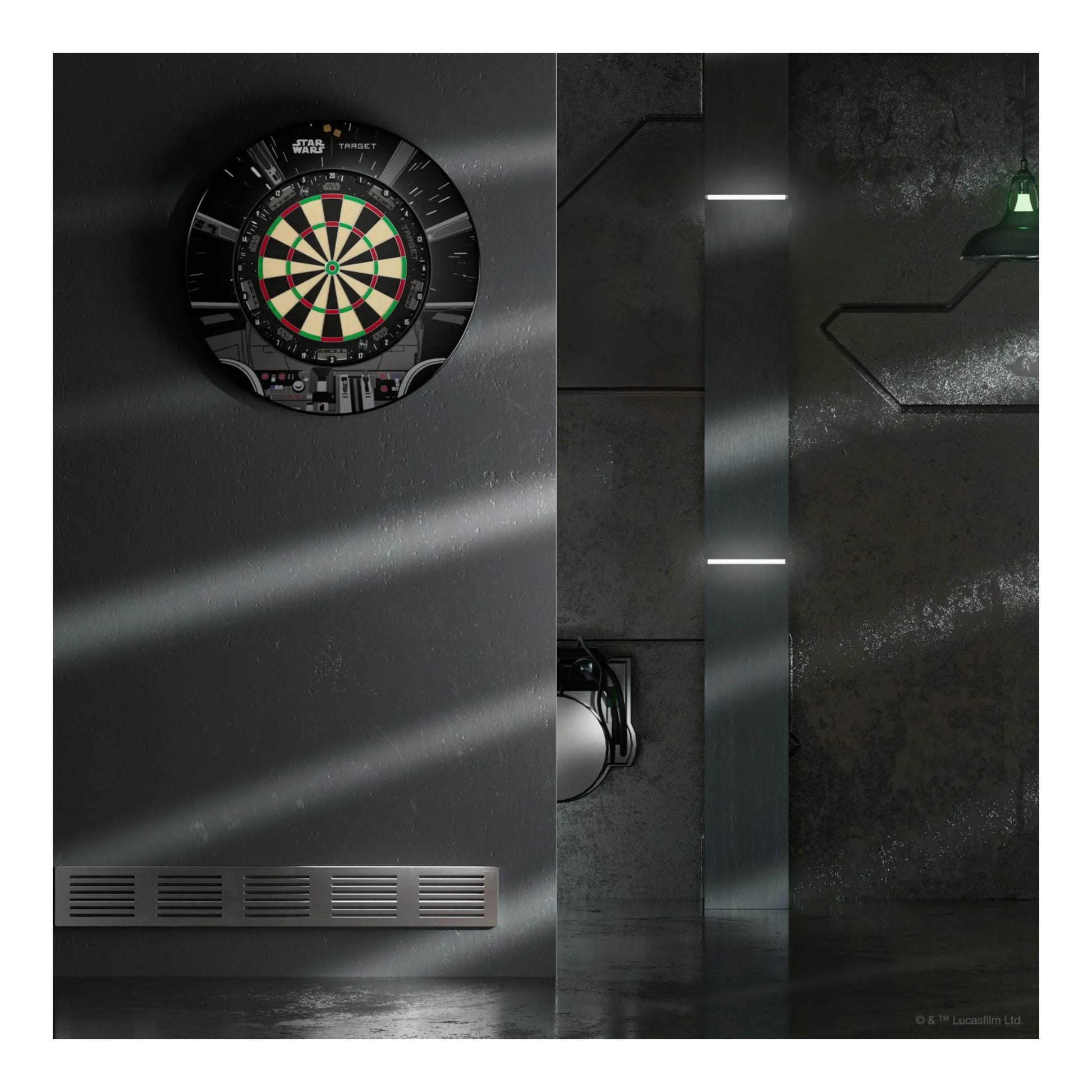 The official Star Wars and Target Darts branded packaging for the Millennium Falcon bundle.